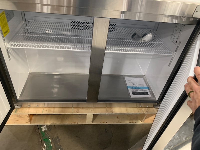 Photo 1 of Scratched Side ECEVT 48" W Commercial Refrigerator Sandwich Salad Prep Table Refrigerator Stainless Steel with 12 Pans, Kitchen Equipment for Restaurant, Bar, Shop, Buffet, etc, ETL/NSF/DOE Approved