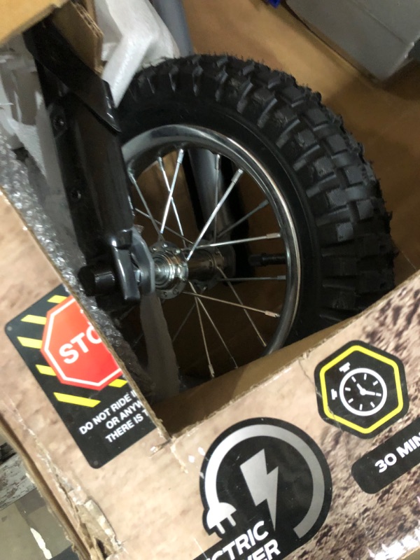 Photo 1 of PRE OPENED
Razor MX350 Dirt Rocket Electric Motocross Off-Road Bike for Age 13+, Up to 30 Minutes Continuous Ride Time, 12" Air-Filled Tires, Hand-Operated Rear Brake, Twist Grip Throttle, Chain-Driven Motor