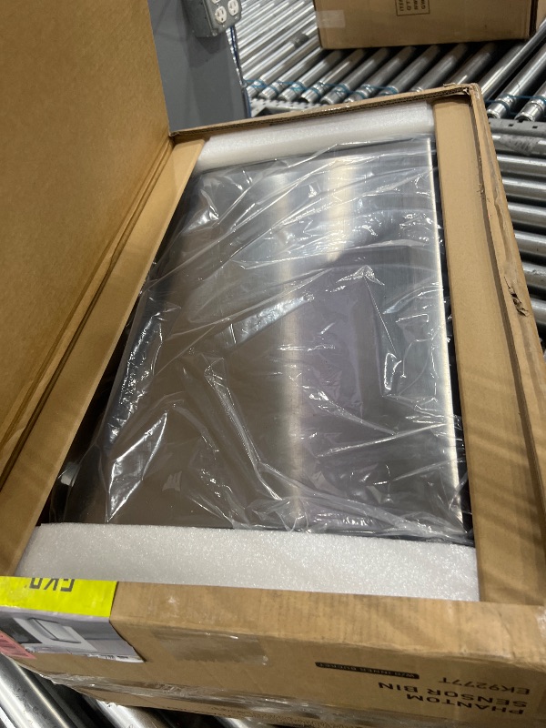 Photo 1 of EKO Phantom-T 50 Liter / 13.2 Gallon Vertical Motion Sensor Trash Can, Brushed Stainless Steel Finish