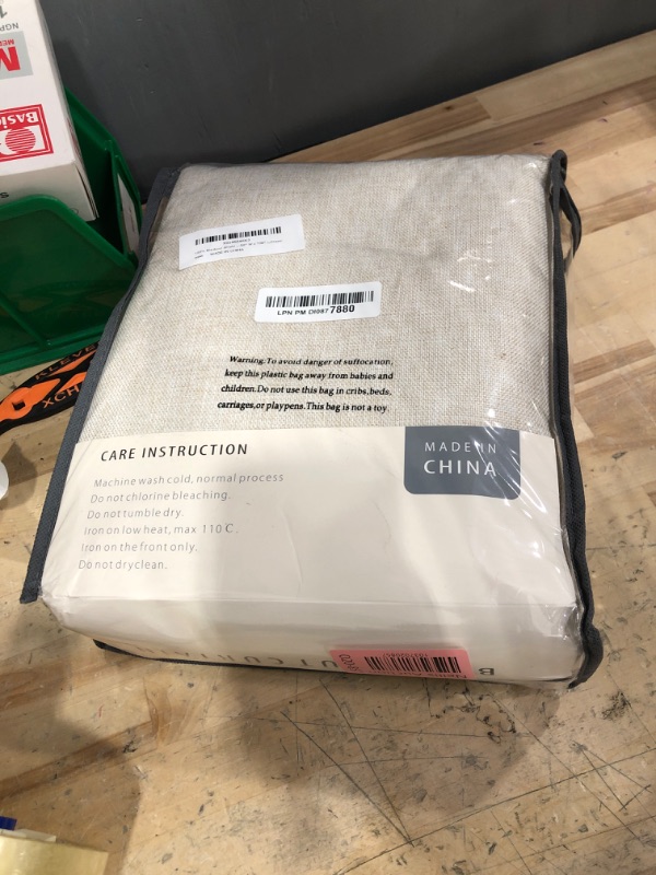 Photo 1 of 100% Blackout Shield Linen Blackout Curtains for Bedroom 108 Inches Long, Back Tab/Rod Pocket Living Room Drapes, Thermal Insulated Blackout Curtains 2 Panels Set, 50" W x 108" L,Cream