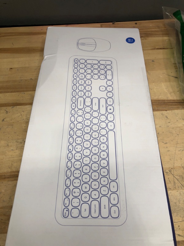 Photo 1 of Wireless Keyboard and Mouse Combo, 2.4GHz Full-Sized Colorful Cute Keyboard Mouse Set with Retro Typewriter Flexible Round Keys for Windows, Computer, Laptops, PC Purple Colorful