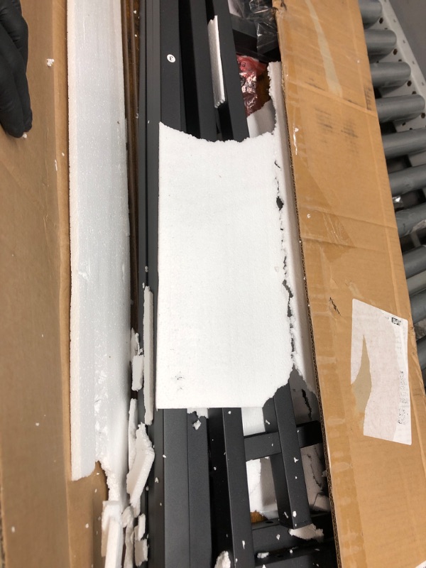 Photo 1 of SUPERJARE 70 Inch Console Table with Outlet, Extra Long Entryway Table with Metal Frame and X-Shaped Design, Narrow Sofa Table for Living Room and Hallway - Rustic Brown