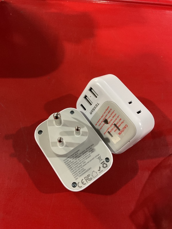 Photo 1 of India Plug Adapter 2 Pack, TESSAN Type D Travel Adapter with 4 Outlets 3 USB Charger (1 USB C Port), US to Indian Outlet Adaptor for USA to Bangladesh, India, Kuwait, Maldives