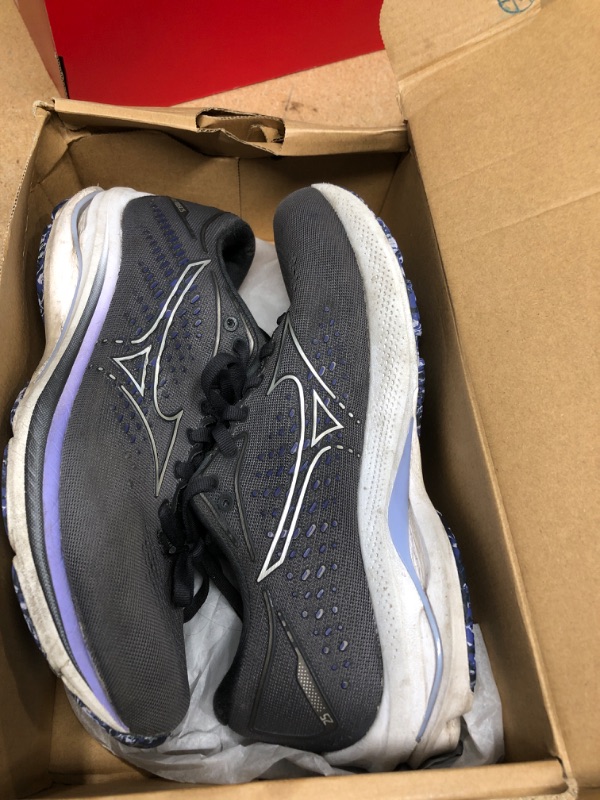 Photo 1 of (FAIR/USED) Mizuno Women's Wave Rider 25 | neutral Support Running Shoe |Eco Friendly Materials | Blackened Pearl | US 8 Wide (D)
