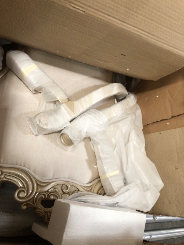 Photo 1 of Acme Gorsedd Upholstered Tufted Arm Chair in Cream and Golden Ivory Set of 2