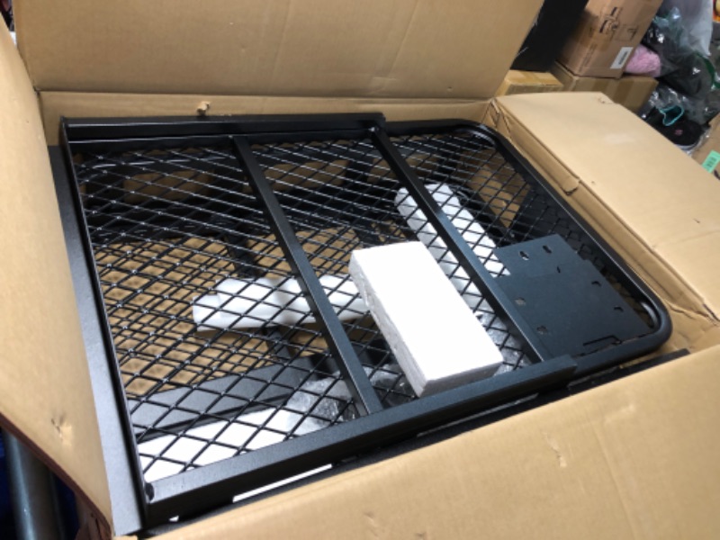 Photo 1 of **CARRIER ONLY, NO ATTACHMENTS**60" 20" 6" Folding Trailer Hitch Mount Cargo Carrier,500LBS Anti-Rust Luggage Rack Basket Roof Rack Car Storage,Straps,Fits 2Fits 2” Receiver Trailer Hitch Mount for RVs, Pickups, Trucks