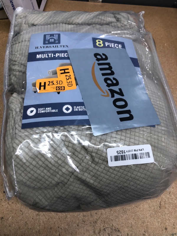 Photo 1 of H.VERSAILTEX 2025 New Sectional Couch Covers 8 Pieces Stretch Sofa Cover for Sectional Sofa Set Separate L Shaped Couch Cover for Both Left/Right Couch (Seat and Back: 1 Chaise + 3 Sofa, Island Fossi)