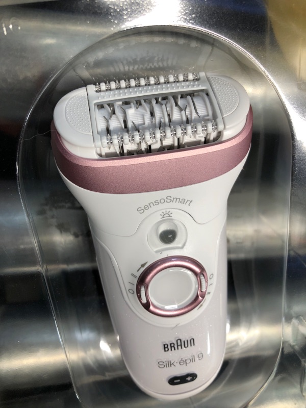 Photo 1 of **MISSING CHARGER, UNABLE TO TEST** Braun Epilator Silk-épil 9 9-720, Hair Removal Device, Epilator for Women, Wet/Dry, Waterproof, 3-in-1 Epilate, Shave, or Trim, Salon-Like Smooth Skin, Womens Shaver & Trimmer, Cordless, Rechargeable
