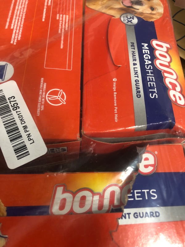 Photo 2 of *1 BOX OPENED* Bounce Pet Hair and Lint Guard Mega Fabric Softener Dryer Sheets with 3X Pet Hair Fighters, Fresh Scent, 180 Count, Bounce Dryer Sheets, Laundry Sheets, Mega Sheet