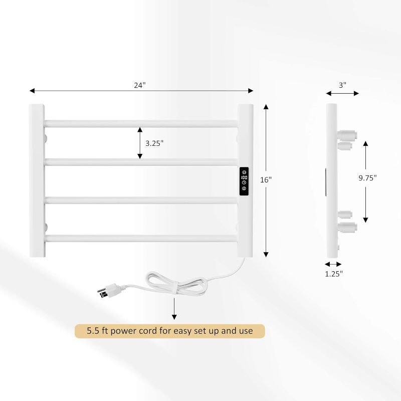Photo 1 of (MISSING REMOTE) Heated Towel Rack, Electric Towel Warmer Rack for Bathroom with Timer and LED Indicator, Wall Mounted Towel Dryer Stainless Steel Heated Drying Rack, 4Bar,Silver