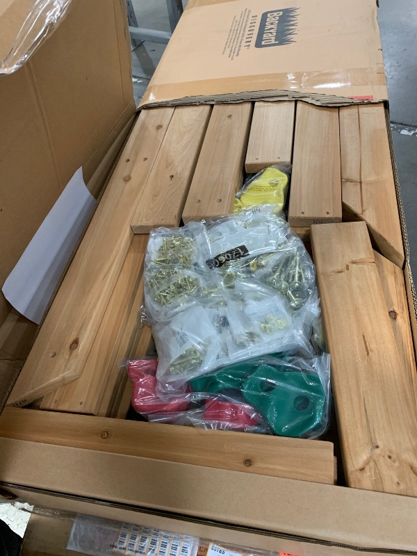 Photo 1 of *BOTH BOXES INCLUDED**Backyard Discovery Mount McKinley All Cedar Wood Swing Set, Playground for All Kids Age 3-10, Rock Wall, Wave Slide, Fort, Double Rock Climber and Rope