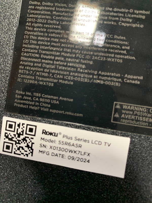 Photo 1 of *POWERS ON** Roku Smart TV – 55-Inch Plus Series 4K QLED RokuTV with Roku Voice Remote Pro, Dolby Vision, Striking 4K Resolution, Automatic Brightness, & Seamless Streaming – Live Local News & Sports