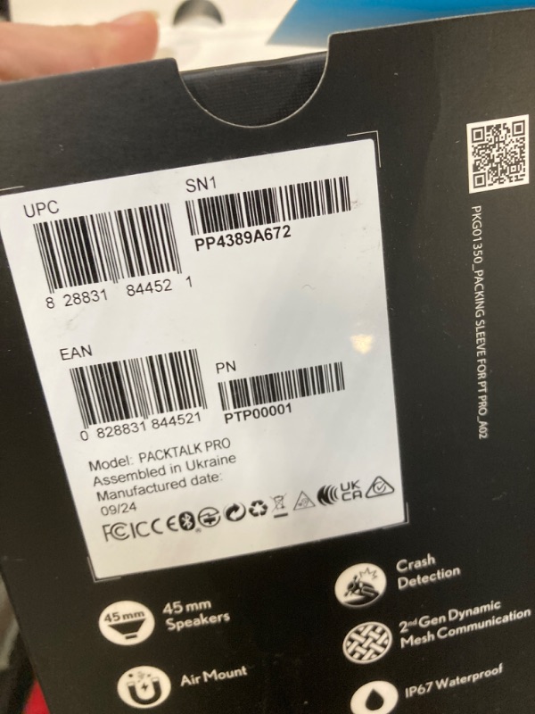 Photo 1 of CARDO PACKTALK PRO Motorcycle Helmet Communication System Intercom, Crash Detection, Auto On/Off, Air Mount, 45mm Speakers