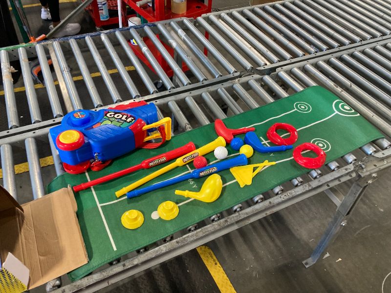 Photo 1 of ***missing 2 white balls*** Liberry Toddler Golf Set with Putting Mat for 2 3 4 5 Years Old Boys Girls, Upgraded Kids Golf Cart with Unique Shoulder Strap Design, Indoor and Outdoor Golf Toys