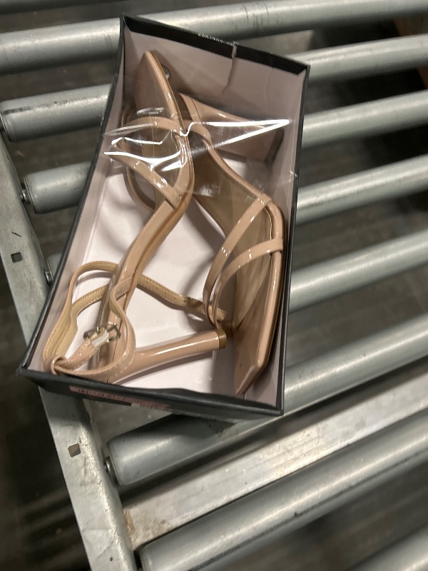 Photo 1 of Modatope Nude Womens Sandals Square Open Toe Block High Heels Strappy Ankle Strap Nude Sandals Comfort Dress Party Shoes Size 8