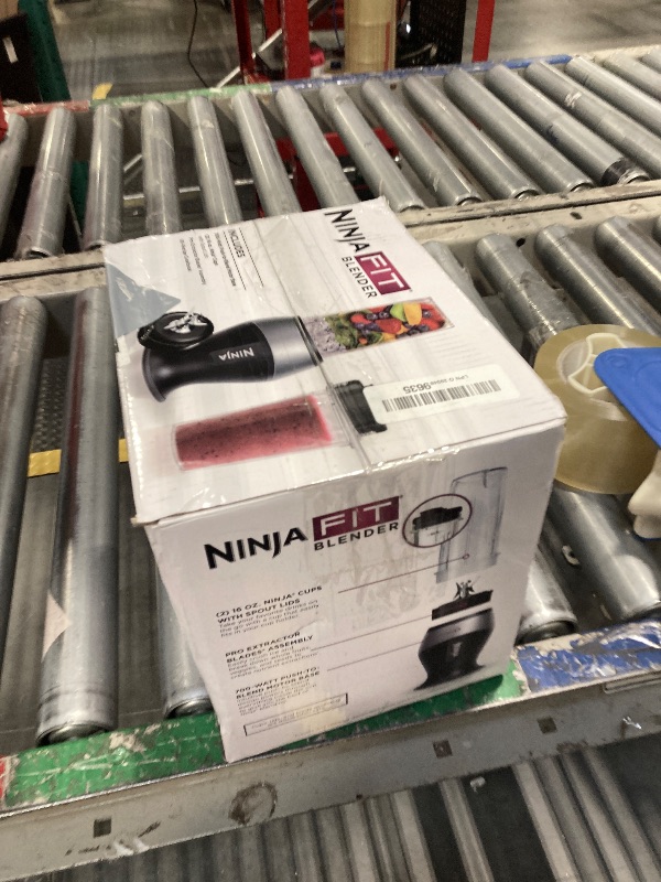 Photo 1 of Ninja Fit Compact Personal Blender, Portable Blender for-Smoothies, Shakes, Food Prep, and Frozen Blending, 700-Watt Base, (2) 16-oz. Cups and Spout Lids, Black QB3001SS