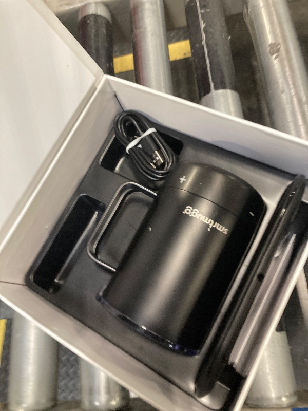 View 3 of SMRTMUGG Create Heated Coffee Mug, Large 14 OZ, 5 Hour Battery Life, Precision Temperature Adjustment, Battery Powered Heated Coffee Mug Warmer, w/Dual Wireless Charging Pad Phone Charger (Black)
