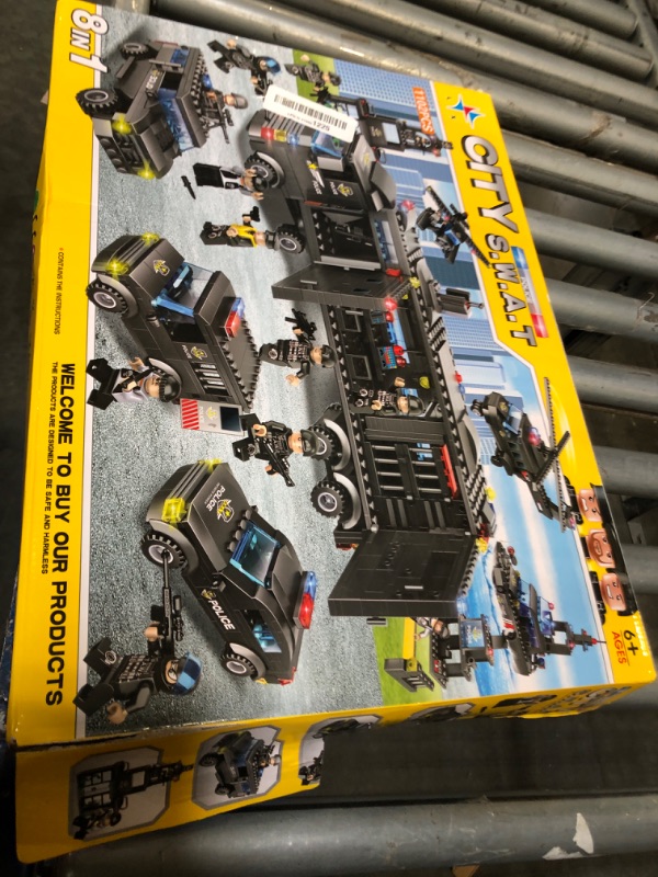 Photo 2 of 1102 Pieces City Police Station Building Kit, SWAT Mobile Command Center Truck Building Toy with Police Car, Helicopter, Patrol Boat, Best Learning and Roleplay Swat Toy Gift for Boys and Girls