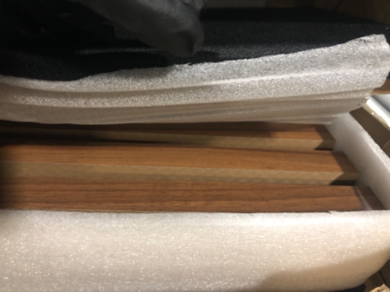 Photo 1 of Art3d 4-Piece Wood Slat Acoustic Panels for Stylish Decor and Noise Reduction, 3D Textured Panel for Ceiling and Wall, Walnut