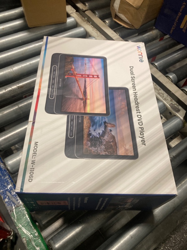 Photo 1 of WONNIE 12" Dual Car DVD Players Portable DVD Players for Car Headrest Play a Same or Two Different Movies with 5-Hour Rechargeable Battery, Mounting Brackets, All Region, Support USB/Sync TV