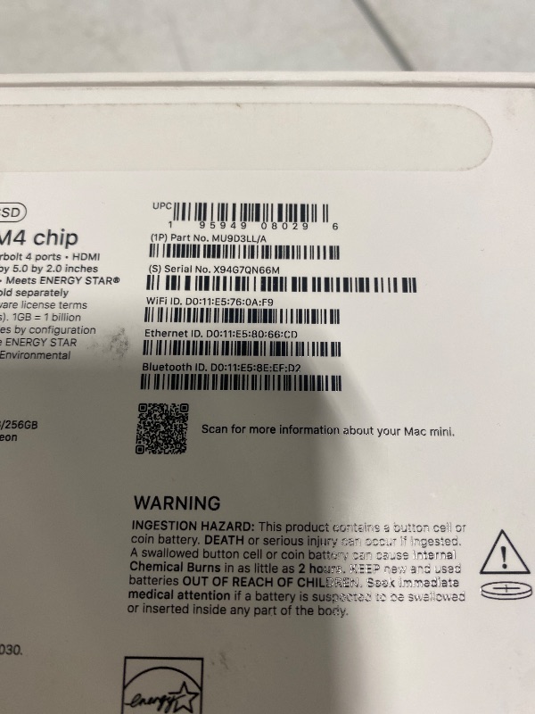 Photo 4 of ***LOCKED*** Apple 2024 Mac Mini Desktop Computer with M4 chip with 10?core CPU and 10?core GPU: Built for Apple Intelligence, 16GB Unified Memory, 256GB SSD Storage, Gigabit Ethernet. Works with iPhone/iPad