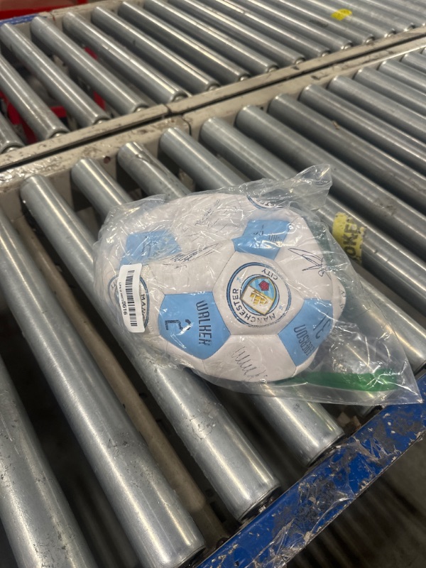 Photo 1 of **VERY USED**Official Manchester City FC Soccer Ball with Player Signatures and Player Numbers, Size 5
