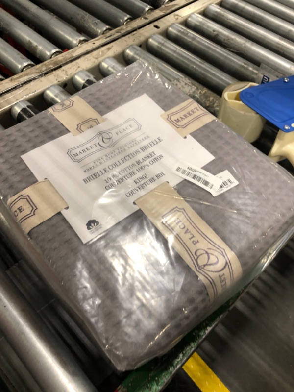 Photo 1 of 100% Cotton Waffle Weave Bed Blanket | Soft, Breathable, and Lightweight Blanket for All-Season | Perfect for Layering | Brielle Collection (King, Charcoal)