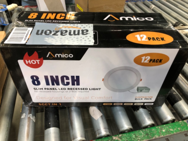 Photo 2 of Amico 12 Pack 6 inch 5CCT LED Recessed Lighting with Night Light, 12.5W=100W, 1000LM Can Lights with Baffle Trim, Dimmable, Retrofit Downlight, 2700K/3000K/3500K/4000K/5000K Selectable - ETL & FCC