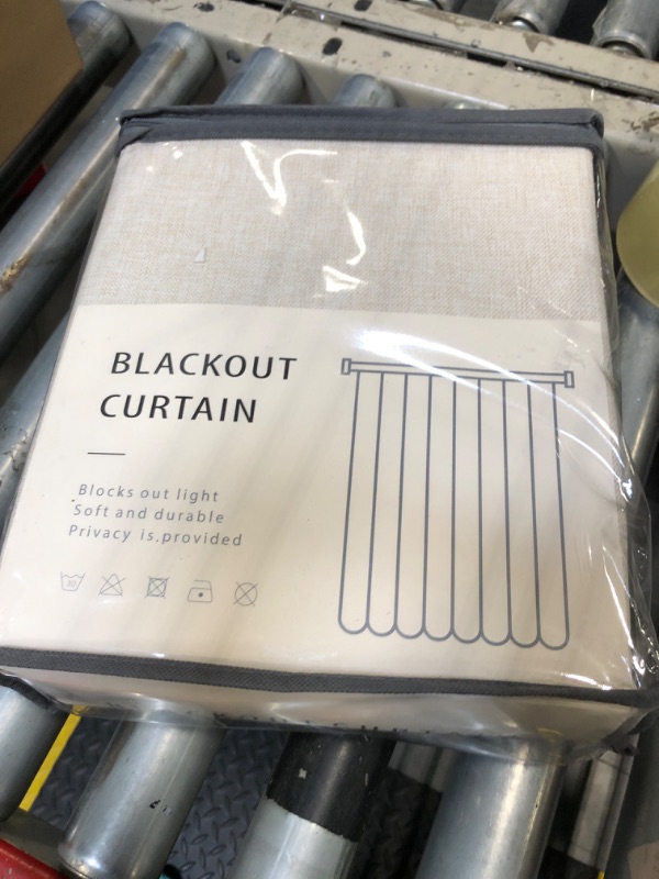 Photo 1 of 100% Blackout Shield Linen Blackout Curtains for Bedroom 96 Inches Long, Back Tab/Rod Pocket Living Room Drapes, Thermal Insulated Blackout Curtains 2 Panels Set, 50" W x 96" L,Cream