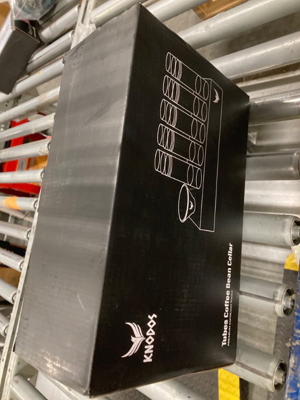 Photo 1 of Single Dose Coffee Bean Storage Tubes KNODOS Coffee Bean Cellar 10 Pcs Dosing Glass Vials With Lids (2 Oz) Wooden Display Stand And Funnel