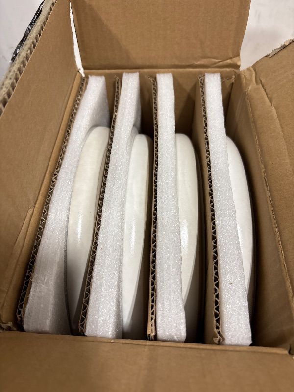 Photo 1 of **PARTIAL SET**Famiware Milkyway Plates and Bowls Set, 8 Pieces Dinnerware Sets, Reactive Glaze Dish Set, Stoneware Dishes Set for 4, Matte White