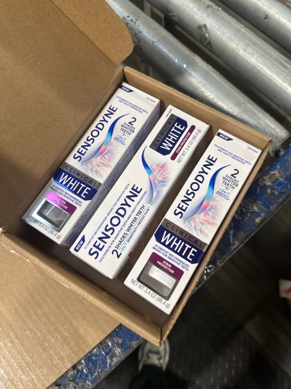 Photo 1 of Sensodyne Clinical White Toothpaste Clinically Proven Whitening for Sensitive Teeth, Stain Protector, 3.4 oz x 3