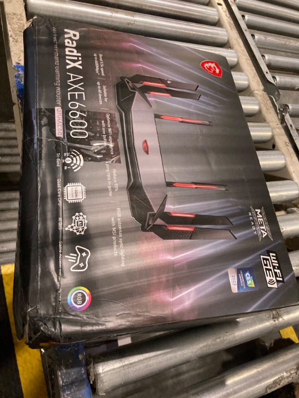 Photo 1 of MSI Radix AXE6600 WiFi 6E Tri-Band Gaming Router, AI QoS, RGB, 1.8GHz Quad-Core Processor, MU-MIMO, Gigabit Wireless, 8-Stream, High Speed Long Range
