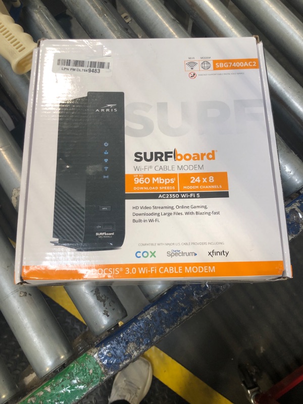 Photo 1 of ARRIS (SBG7400AC2) - Cable Modem Router Combo - Fast DOCSIS 3.0 & AC2350 WiFi , Approved for Comcast Xfinity, Cox, Charter Spectrum & more , Four 1 Gbps Ports , 800 Mbps Max Internet Speeds