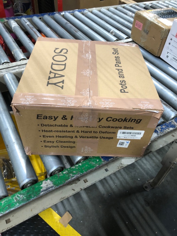 Photo 1 of SODAY 15Pcs Pots and Pans Set Non Stick, Cookware Sets with Detachable Handle, Nonstick RV Kitchen Cooking Tools Removable Handles, Oven Safe, Induction Fast, Stackable Induction Cookware, White