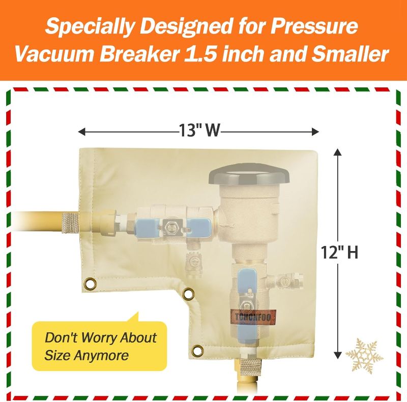 Photo 1 of  CHOLILA COVER 3-Way Opening Backflow Preventer Pipe Insulation Cover (5°F) - Irrigation Sprinkler Valve Cover 18" W x 34" H Beige + Backflow Preventer Cover Insulated Pouch (5°F)