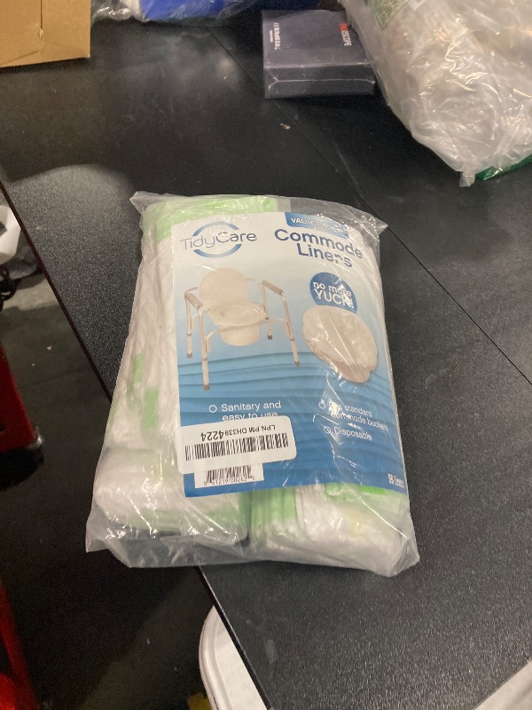 Photo 1 of TidyCare Bedside Commode Liners for Portable Toilet Chair Bucket and Bedpan | Value Pack of 96 Disposable Waste Bags for Adults in Medical Care | Universal Fit Portable Toilet Liners