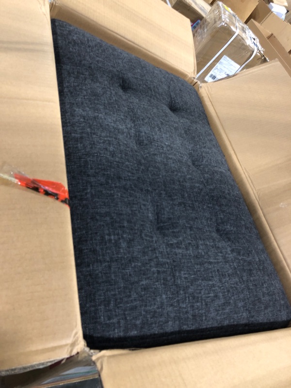 Photo 1 of GlasFlength L Shaped Sectional Sofa with Ottoman, Nail-Head Design Linen Right Facing Modern Couches with Cup Holder for Living Room, Bedroom, Office, Dark Grey