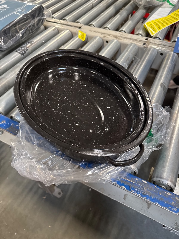 Photo 1 of 14.6 Inch Roaster Pan, Enamel Oval Turkey Roasting Pan with Domed Lid - Mother's Gift, Covered, Non-sticky, Free of Chemicals - Rôtissoire Chicken Meat Roasts Casseroles & Vegetables (14.6 Inch