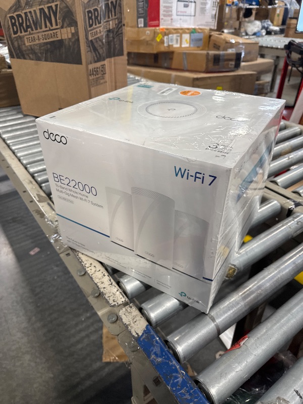 Photo 2 of **NEW/FACTORY SEALED** TP-Link Tri-Band WiFi 7 BE22000 Whole Home Mesh System (Deco BE85) - 12-Stream 22 Gbps, 2X 10G + 2X 2.5G Ports Wired Backhaul, 8X High-Gain Antennas, VPN, AI-Roaming, 4x4 MU-MIMO, HomeShield(3-Pack)