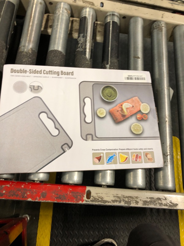 Photo 1 of Stainless Steel Cutting Board, Double Sided Chopping Board for Kitchen, Scratch-resistant Mesh Design, Non Toxic, Juice Groove, Dishwasher Safe, 304 Stainless Steel and Wheat Straw PP (15×10 In?