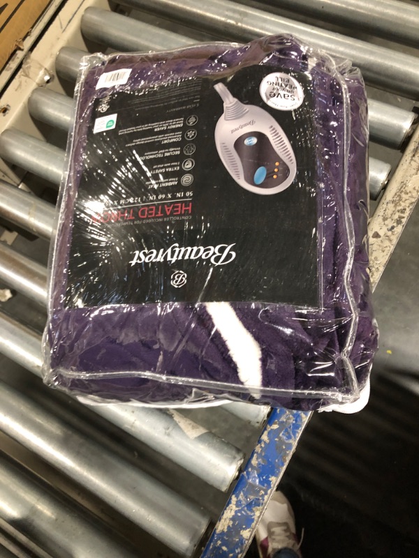 Photo 1 of **MISSING PLUG***Beautyrest Heated Blanket, Eletric Throw Blanket, Soft, Warm, Reversible Plush - Sherpa Heating Blanket Throw for Office, Couch, 3 Heat Settings, 2 hr Auto Shut Off, Machine Washable, 50 x 60 Purple