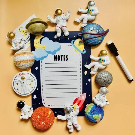 Photo 1 of Adhesive magnets decorate refrigerators, lockers with the theme of Cosmos, images of Astronauts, planets and earth