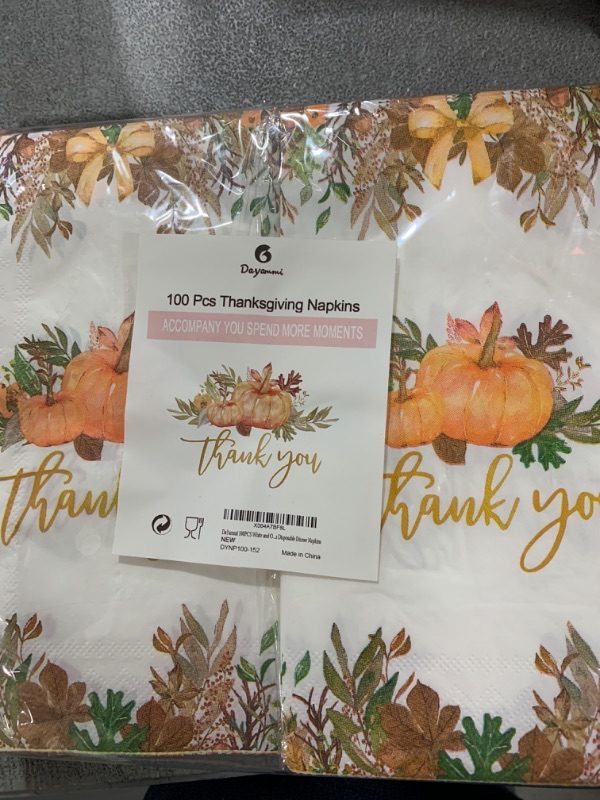 Photo 1 of 100 PCS THANKSGIVING NAPKINS 