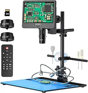 Photo 1 of Andonstar AD249S-Max 10.1'' HDMI Digital Microscope with Super Max Soldering Station, Helping Hands, 2000X 3 Lens 2160P UHD Video Record, Soldering Microscope for Electronics Repair, Slides, 32GB Card 