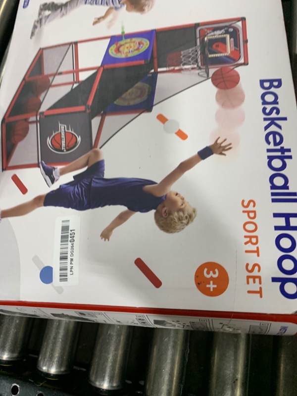 Photo 1 of HYES Basketball Arcade Game Indoor Outdoor, Kids Basketball Hoop with 4 Balls & Pump, Single Shot Basketball Game at Home, Carnival Games Sport Toys Gifts for Boys Girls Teens Ages 3-12 Years Old