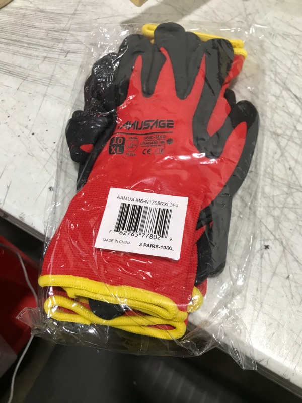 Photo 2 of MANUSAGE Safety Work Gloves Men and Women, Microfoam Nitrile Work Gloves XLarge, Thin Work Gloves With Touchscreen Fingers, Work Gloves Women, Men's work gloves with grip, 3 Pairs, Red