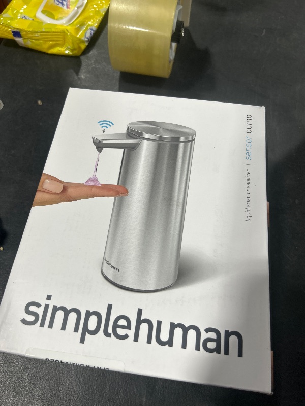 Photo 2 of simplehuman 9 oz. Touch-Free Rechargeable Sensor Liquid Soap Pump Dispenser, Brushed Stainless Steel