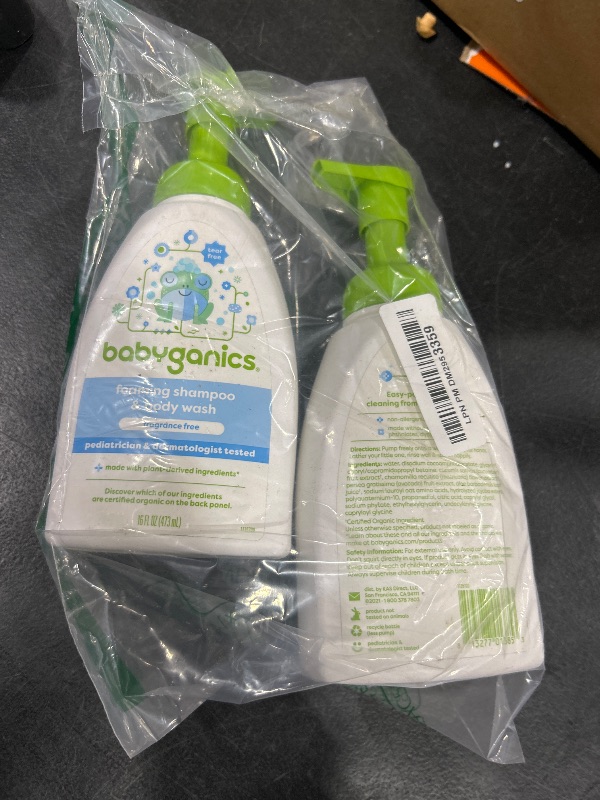 Photo 1 of Babyganics Baby Shampoo + Body Wash Pump Bottle, Fragrance Free, 16oz,  Pack