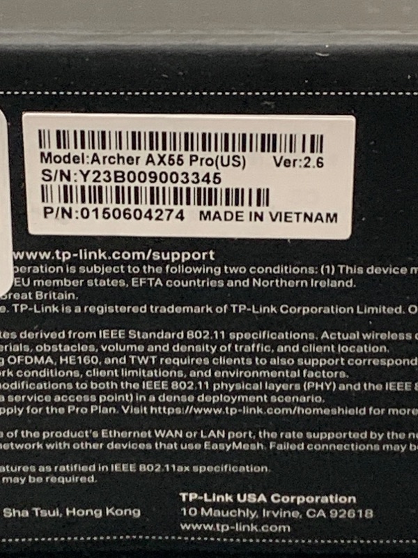 Photo 3 of TP-Link AX3000 WiFi 6 Router (Archer AX55 Pro) - Multi Gigabit Wireless Internet Router, 1 x 2.5 Gbps Port, Dual Band, VPN Router, OFDMA, MU-MIMO, USB Port, WPA3, Compatible with Alexa
